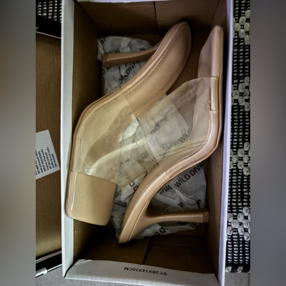 Square nude heels